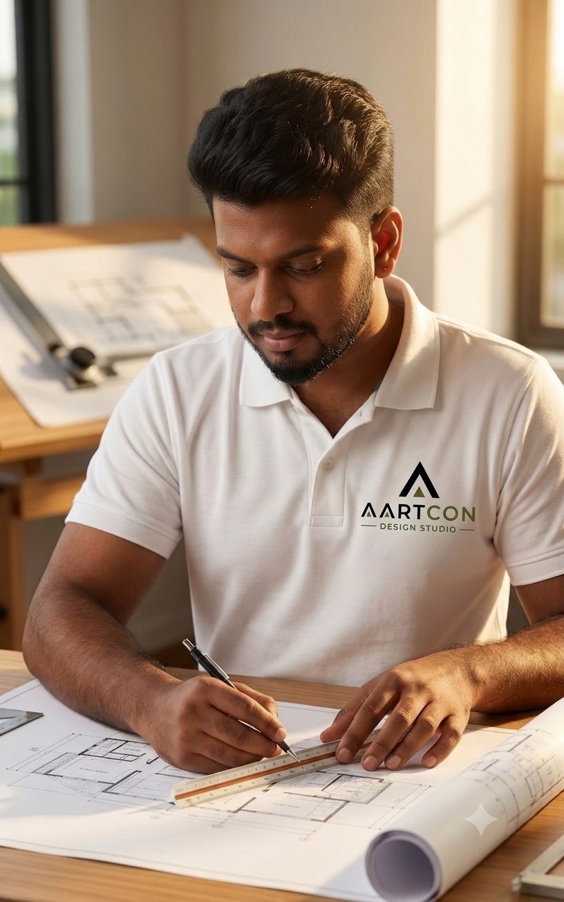 AARTCON architect drafting a house plan by hand
